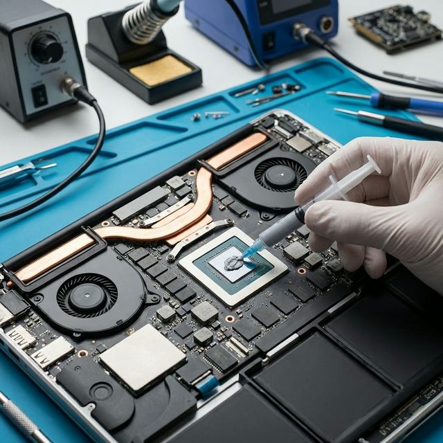 MacBook ouvert en cours de réparation